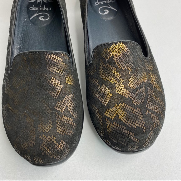 Dansko Olivia Snake Print Slip On Shoe Gold Black Size 8.5-9 - Picture 4 of 11